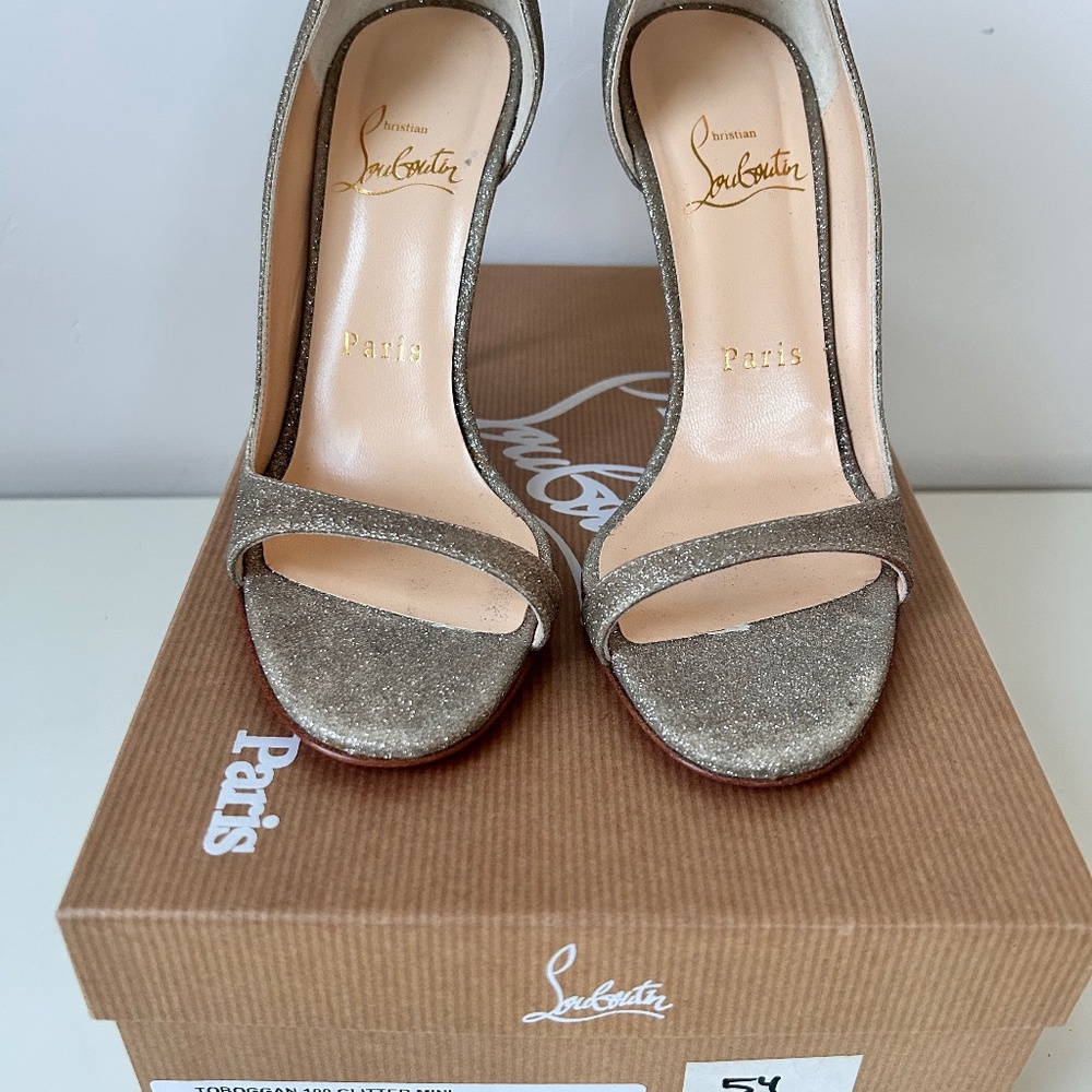 Christian Louboutin Toboggan silver glitter pumps